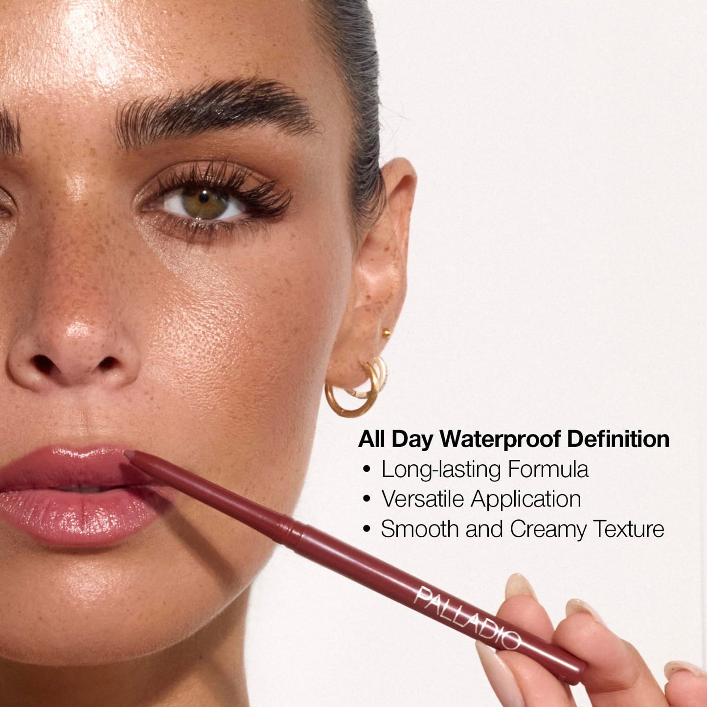 Palladio Retractable Waterproof Lip Liner High Pigmented and Creamy Color Slim Twist Up Smudge Proof Formula with Long Lasting All Day Wear No Sharpener Required, Nearly Nude