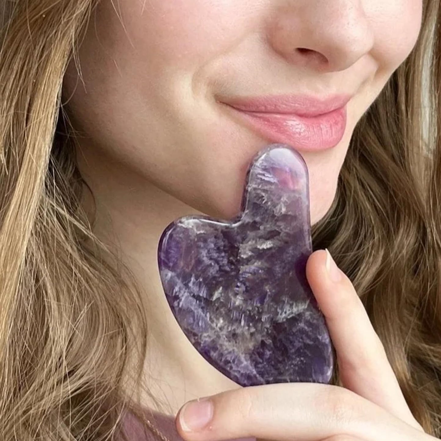 Gua Sha Facial Tools & Face Roller by ROSELYNBOUTIQUE Original Face Massager for Puffiness Wrinkless Skin Care Routine - Self Care Gift for Men Women (Amethyst)