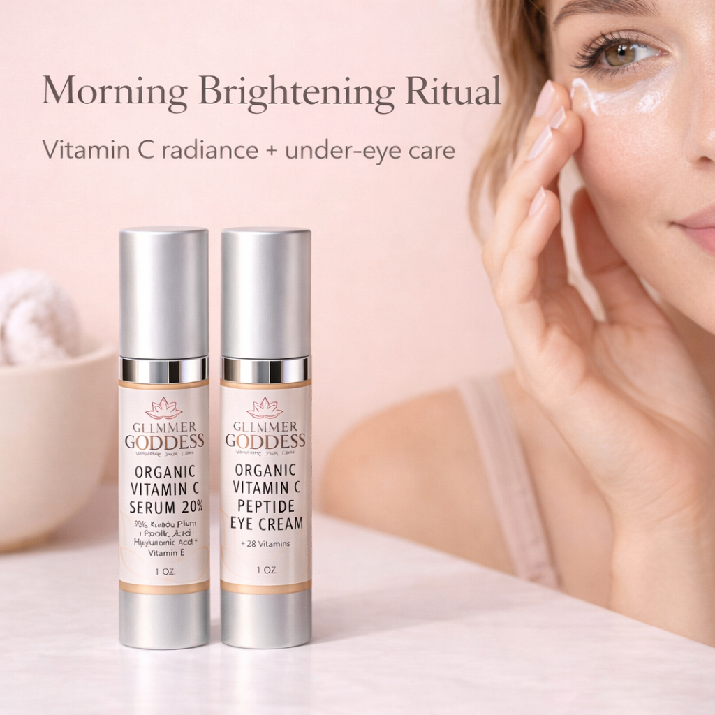 La Glow Organic Vitamin C Glow Duo - 20% Vitamin C Serum and Peptide Eye Serum for brightening and anti-aging skincare