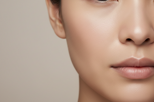 Close-up of healthy, balanced skin with natural matte finish showing proper oil control without over-drying