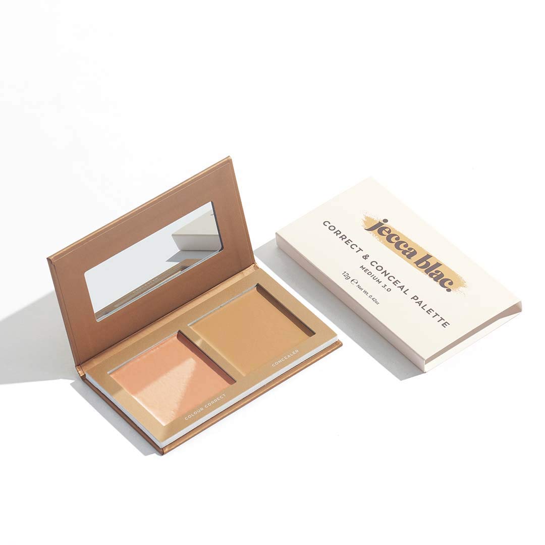 Jecca Blac Correct and Conceal Medium Coverage Palette, Lightweight Long Lasting Formula, Medium To Full Coverage, Gender Neutral and LGBTIQA+ Inclusive Make Up, Medium 3.0, 12g