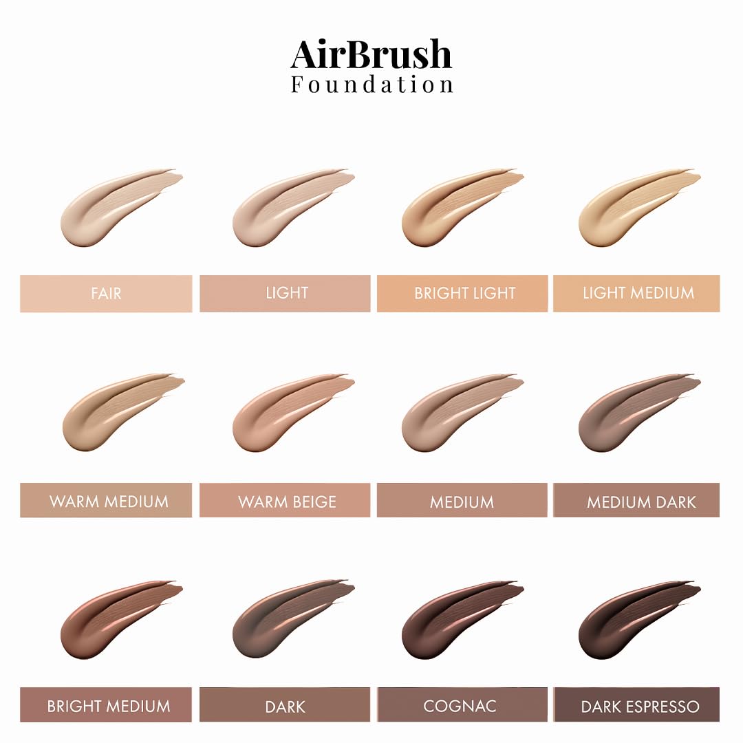 MagicMinerals AirBrush Foundation by Jerome Alexander – 2pc Set with Airbrush Foundation and Kabuki Brush - Spray Makeup with Anti-aging Ingredients for Smooth Radiant Skin - Light