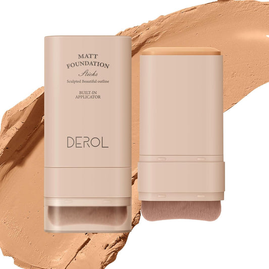 Multi-Use Foundation Stick Makeup with Brush,High Coverage Blendable Lightweight Contour Stick,Waterproof Flawless Natural Finish Creamy Foundation Makeup,Longwear Face Makeup Stick(#4)