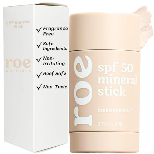Roe Wellness- Baby Sunscreen Stick SPF 50 Roll-on Stick Clean Ingredients Zinc Oxide | Face & Body UVA & UVB Protection For Toddlers, Newborns