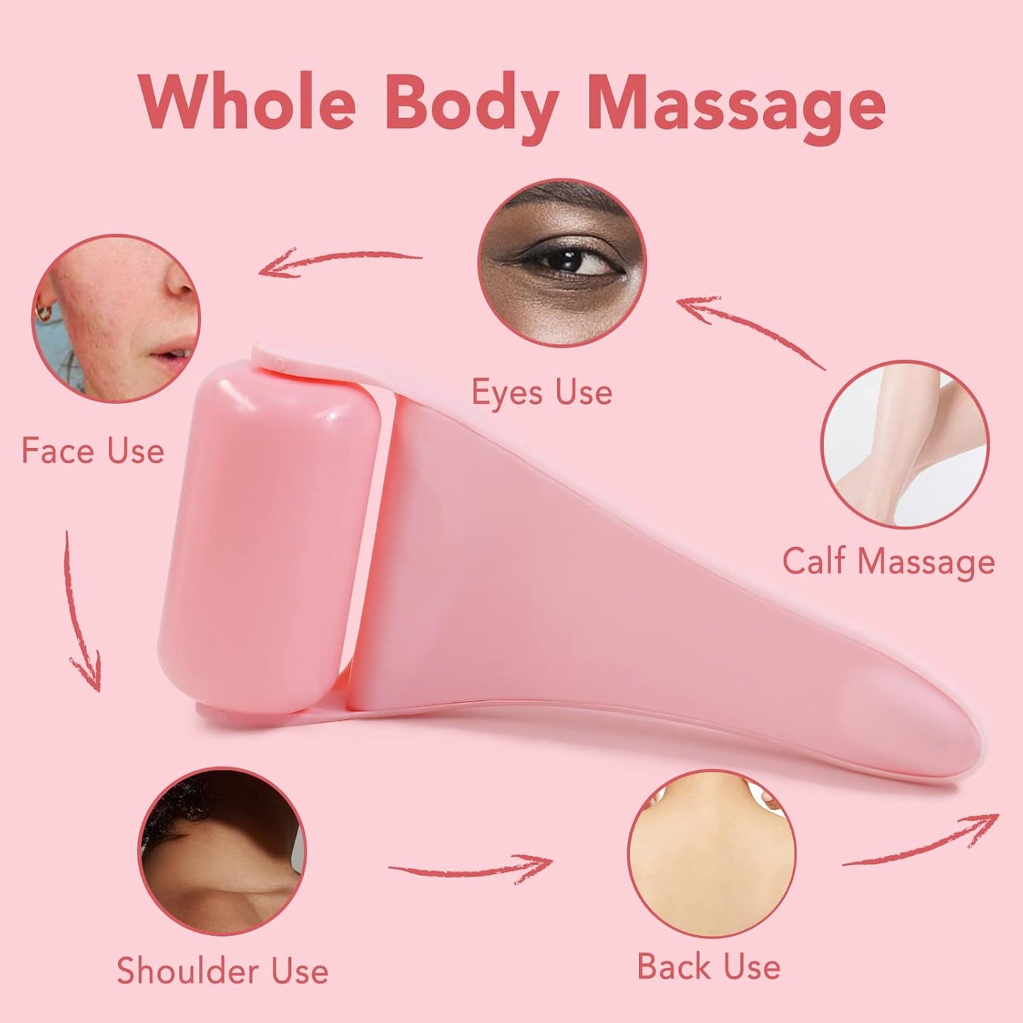 huefull Ice Roller for Face Women, Skin Care Set & Ice Face Roller，Self Care Gifts for Women,Reduces Puffiness and Wrinkle, Facial Massager Tool & Spa Pink Gifts