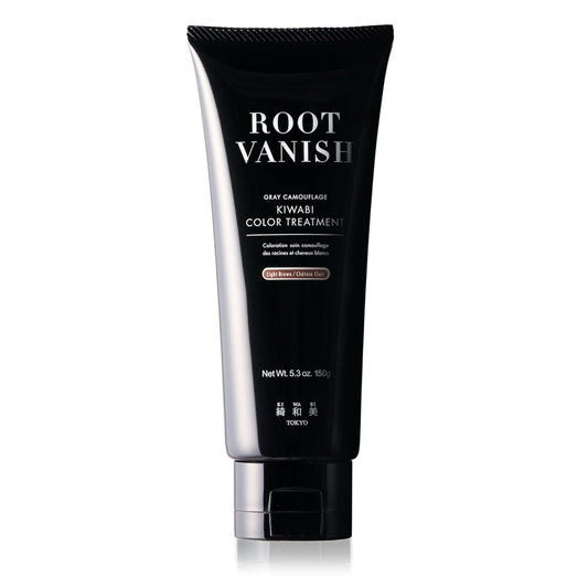 KIWABI Root Vanish Color Treatment in Light Brown Instantly Camouflages Gray Roots and Hair with Natural Anti-Aging Botanicals (150g, Paraben Free, Gray)