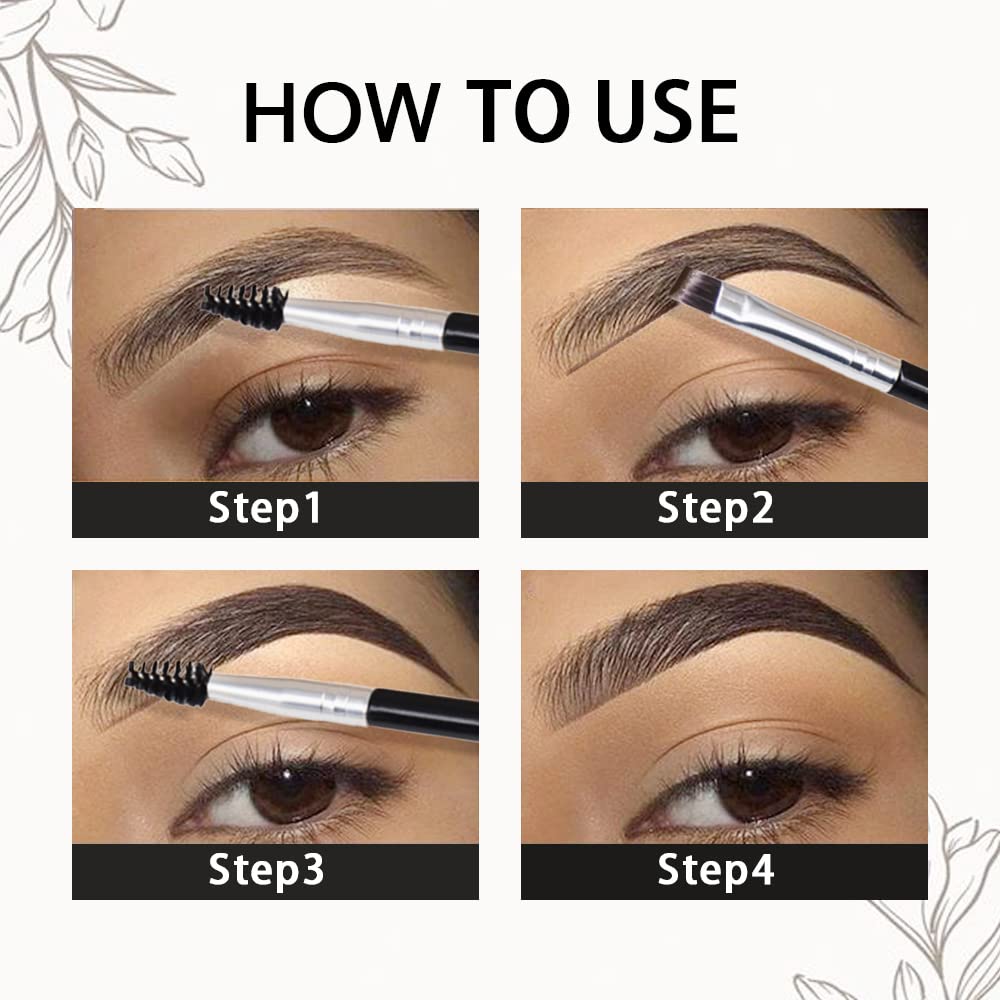 evpct Ebony Eyebrow Powder Pomade Gel Shaper Makeup Kit with Dual-ended Brush, Eyebrow Stencils Kit for Women Shaping, Eye Brow Pomade Stencil Shaper Tinting kits for Women, Long Lasting Waterproof