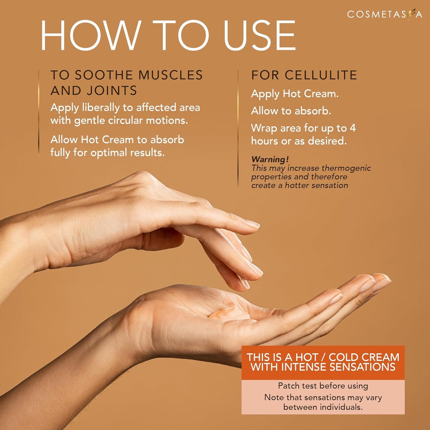 Cosmetasa Hot Cream for Belly - 87% Organic Cellulite Cream - Natural Sweat Cream Massage Gel - Cream for Stomach, Abdomen, Sore Joints, Muscles, Workout (16.9 oz)