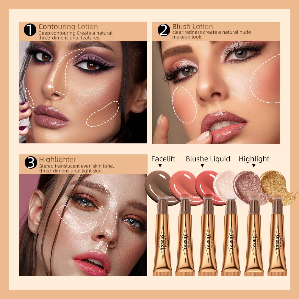 Highlighter Beauty Wand, Cream Liquid Highlighter Makeup Stick, Silky Smooth Face Shimmer Bronzer Stick with Cushion Applicator, Lightweight Body Face Glowing Highlighter, Cruelty-free（Bronze Gold）
