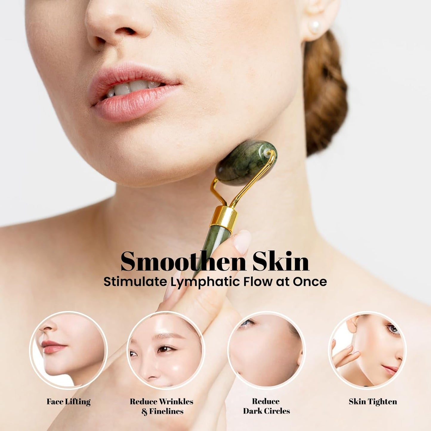Gua Sha Facial Tools & Jade Roller by ROSELYNBOUTIQUE Original Face Massager for Puffiness Wrinkless Skin Care Routine - Self Care Gift for Men Women