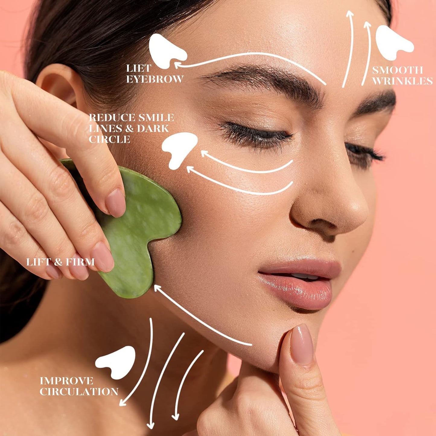 BAIMEI Jade Face Roller & Gua Sha, Facial Beauty Skin Care Tools, Self Care Gift for Men Women, Massager for Face, Eyes, Neck, Relieve Fine Lines and Wrinkles - Green