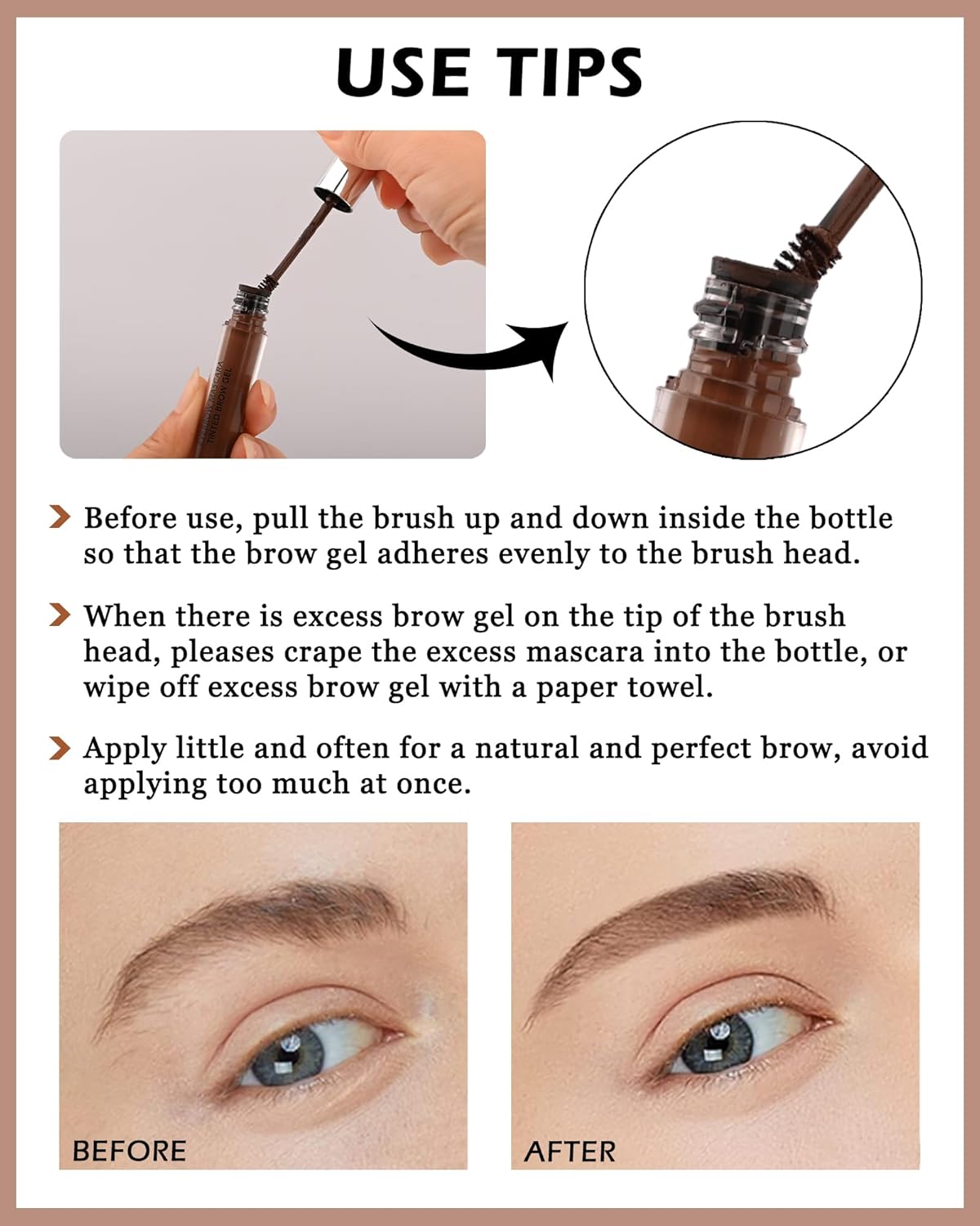 Waterproof Long Lasting Smudge-Proof Liquid Eyebrow Makeup, Tinted Eyebrow Gel, Volumizing Enhance Brow Mascara for Women, With Brow Razor Brush - 05 Taupe