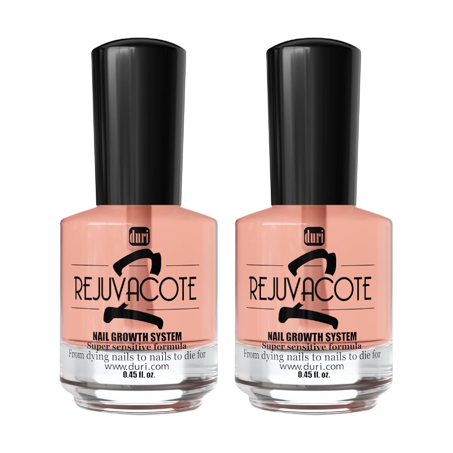 Duri Rejuvacote 2 Nail Growth System Sensitive Formula - Nail Hardener and Strengthener for Brittle, Breaking, Splitting Nail Repair - 0.45 Fl Oz (Pack of 2)