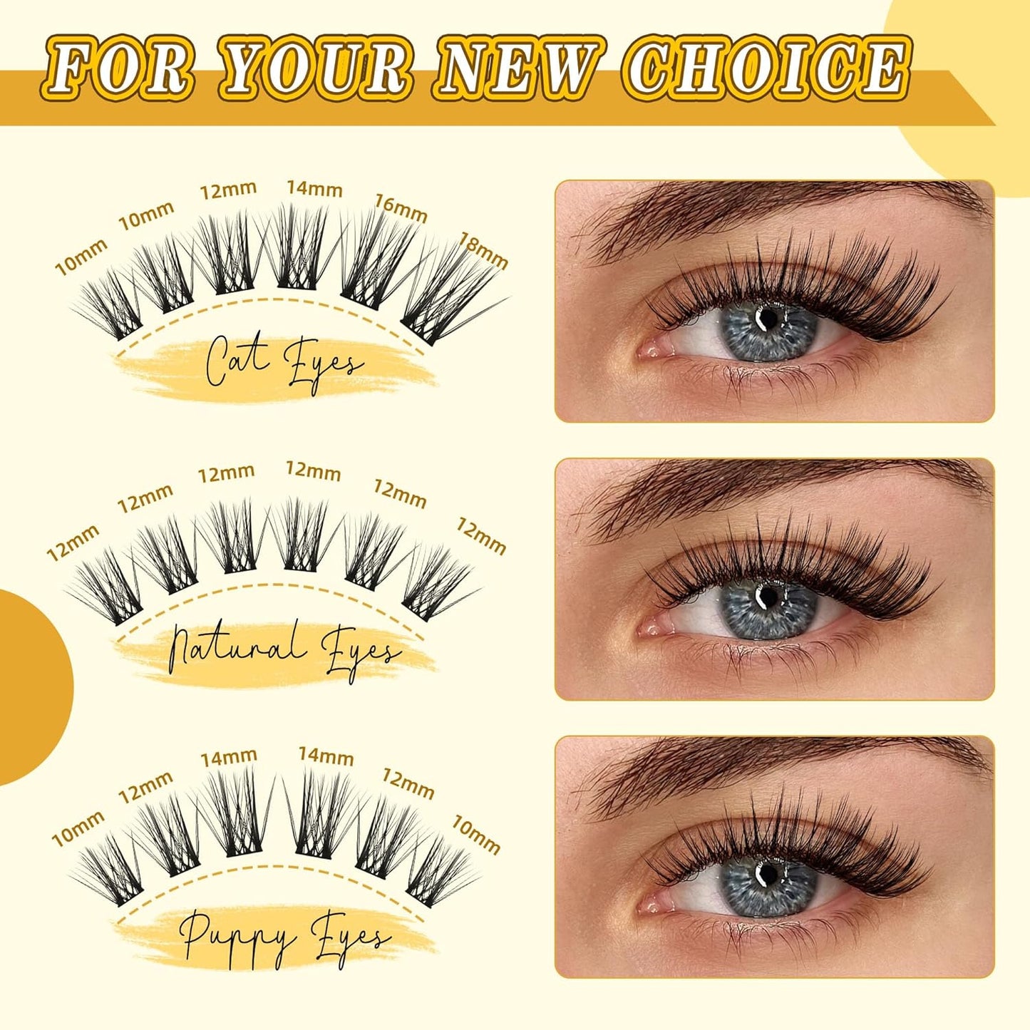 Eyelash Clusters 10-18mm Wispy Eyelash Clusters D Curl DIY Cluster Lash Extension Kit Individual Lashes Kit With Bond & Seal, Glue Remover, Tweezers(LF03 Lashes Set)
