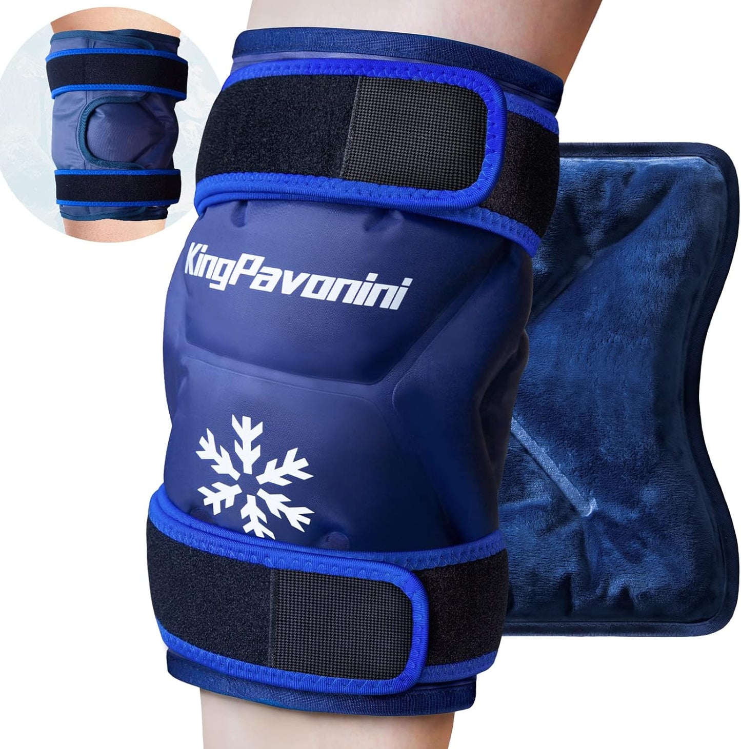 2 Pack XXL Knee Ice Pack Wrap Around Entire Knee After Surgery, Reusable Gel Ice Pack for Knee Injuries, Large Ice Pack for Pain Relief, Swelling, Knee Surgery, Sports Injuries