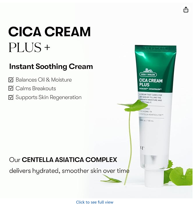 Cica Cream Plus - Instant Soothing Cream, Balances Oil & Moisture, Calms Breakouts, Supports Skin Regeneration