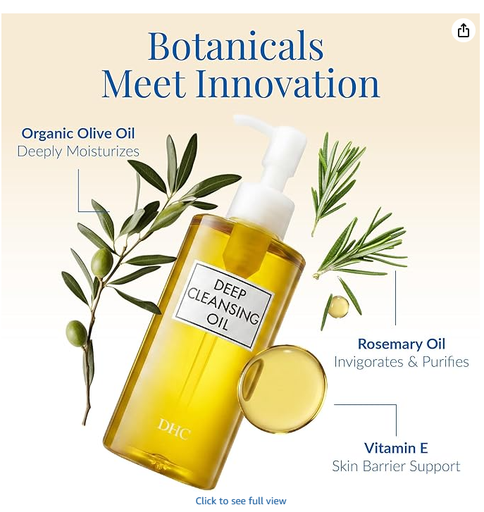 DHC Deep Cleansing Oil - Botanicals: olive oil, rosemary, vitamin E