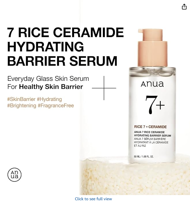 ANUA Rice Ceramide 7 Serum - Everyday Glass Skin Serum for healthy skin barrier