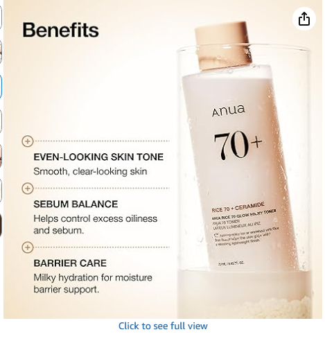 ANUA Rice 70 Glow Milky Toner - Benefits: even tone, sebum balance, barrier care