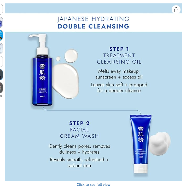 SEKKISEI Japanese Hydrating Double Cleansing - Step 1 Cleansing Oil, Step 2 Facial Cream Wash