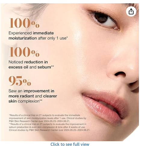 ANUA Rice 70 Glow Milky Toner - Clinical results: 100% immediate moisturization