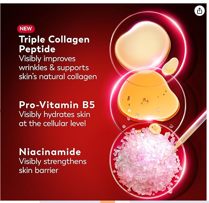 Key ingredients - Triple Collagen Peptide, Pro-Vitamin B5, Niacinamide